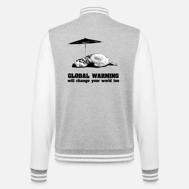 Globale Erwärmung / Klimawandel / Global Warming - College-Sweatjacke - Grau meliert/Weiß