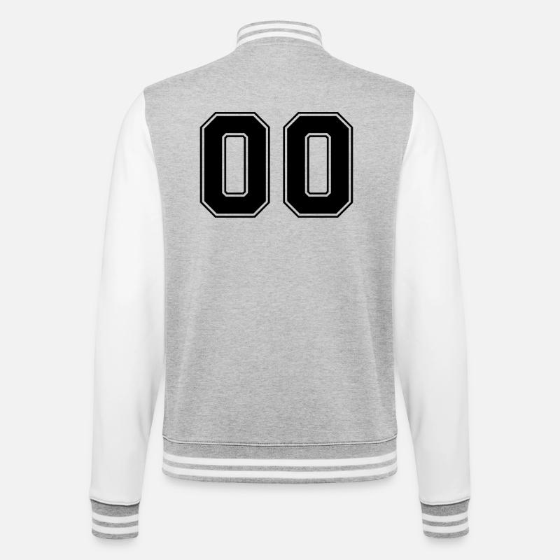 Zahl Null 00 - College-Sweatjacke - Grau meliert/Weiß