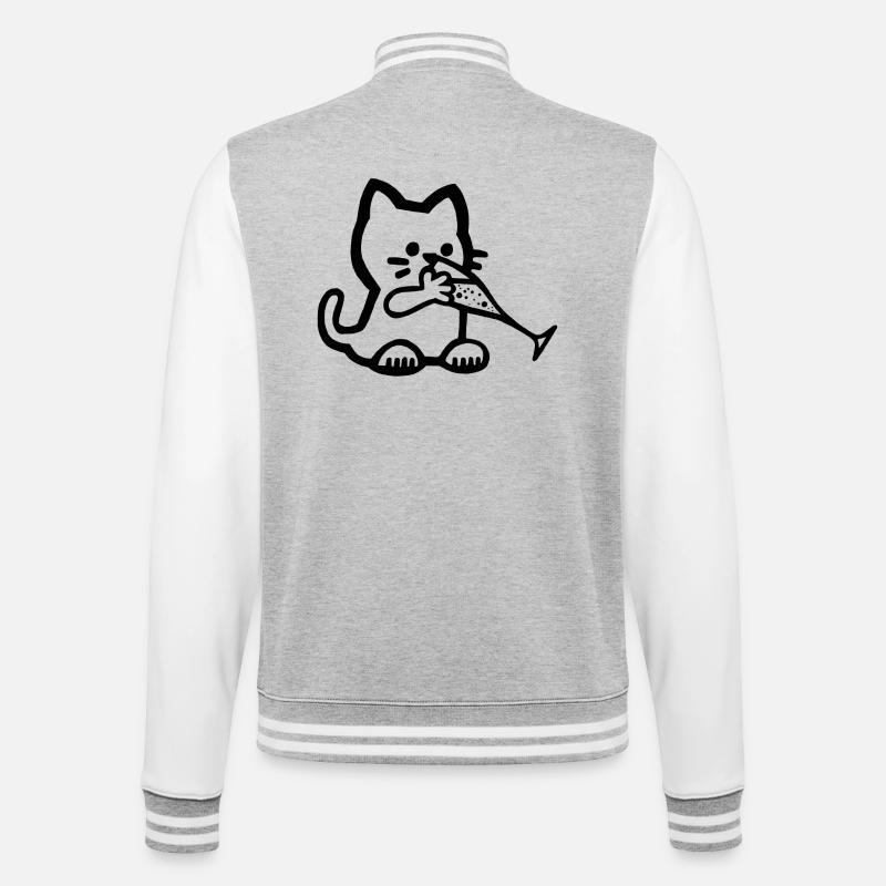 Das Kätzchen hat Durst - College-Sweatjacke - Grau meliert/Weiß