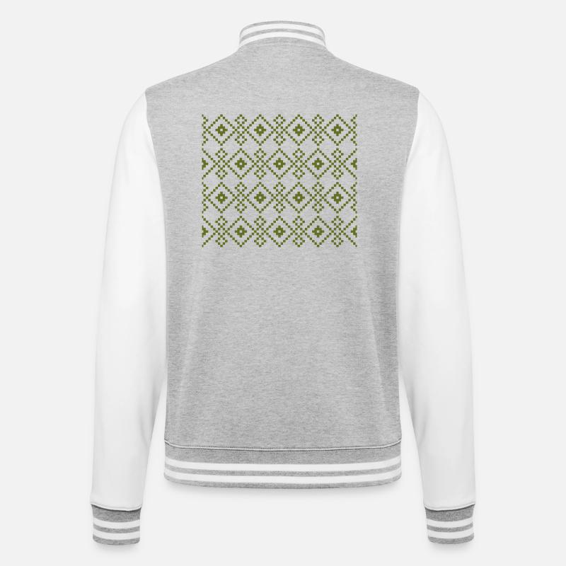 Weihnachtspullover (grün) - College-Sweatjacke - Grau meliert/Weiß