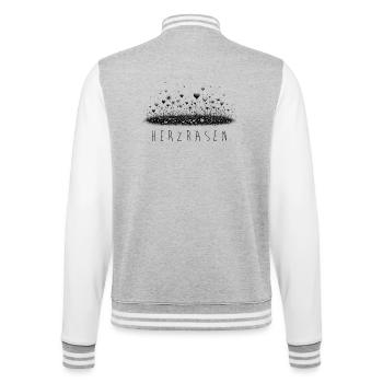 Herzrasen – Romantisches Herz Motiv voller Liebe - College-Sweatjacke - Grau meliert/Weiß - Hinten - Marisol (170cm)
