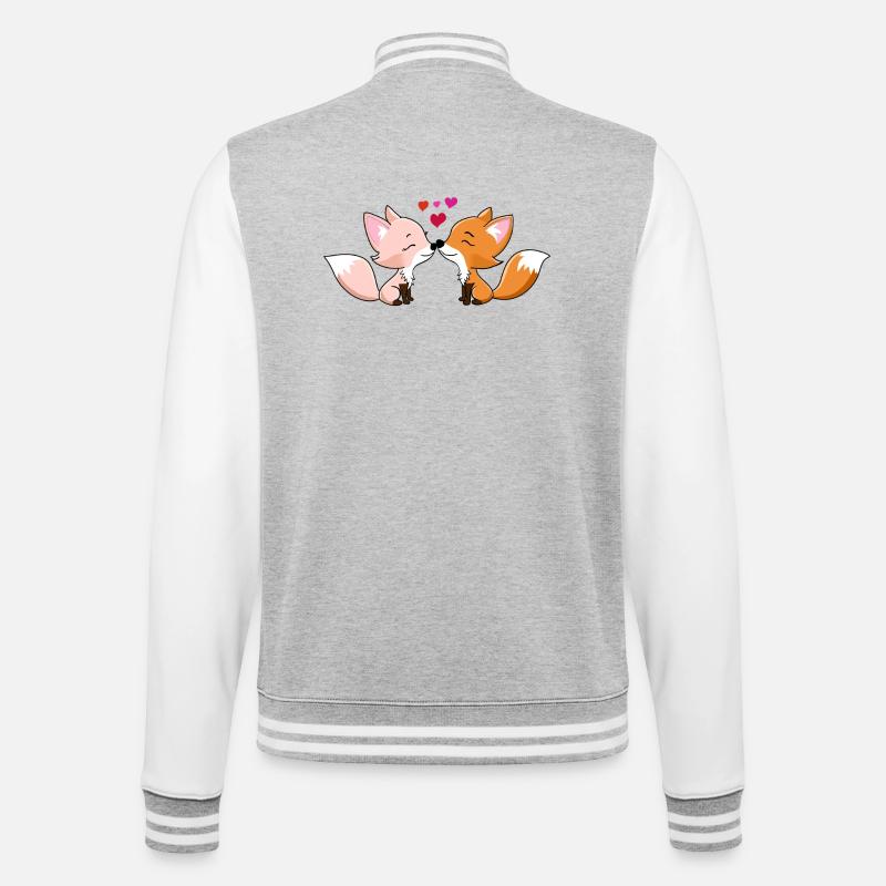 Amoureux des renards - Veste Teddy - gris chiné / blanc