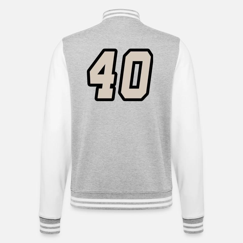 Nummer vierzig 40 - College-Sweatjacke - Grau meliert/Weiß