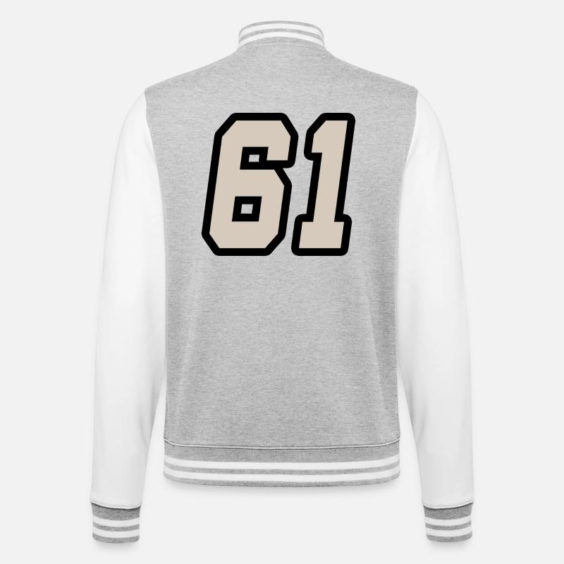 Nummer einundsechzig 61 - College-Sweatjacke - Grau meliert/Weiß