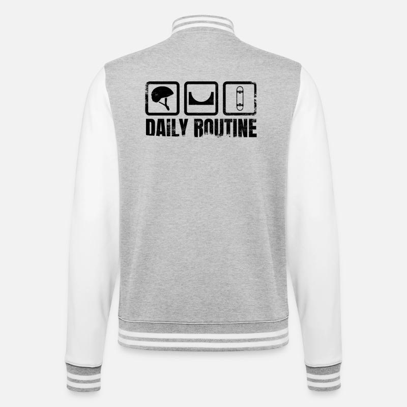 Tägliche Routine - College-Sweatjacke - Grau meliert/Weiß