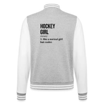 Hockey Hockey Hockey - College-Sweatjacke - Grau meliert/Weiß - Hinten - Marisol (170cm)