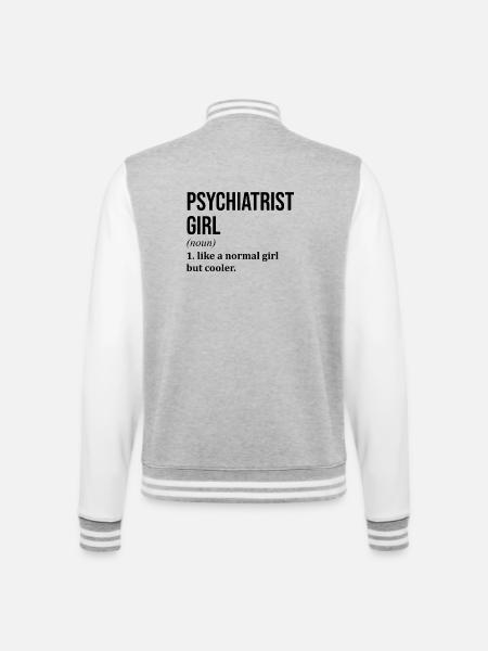 Psychiatrie - College-Sweatjacke - Grau meliert/Weiß