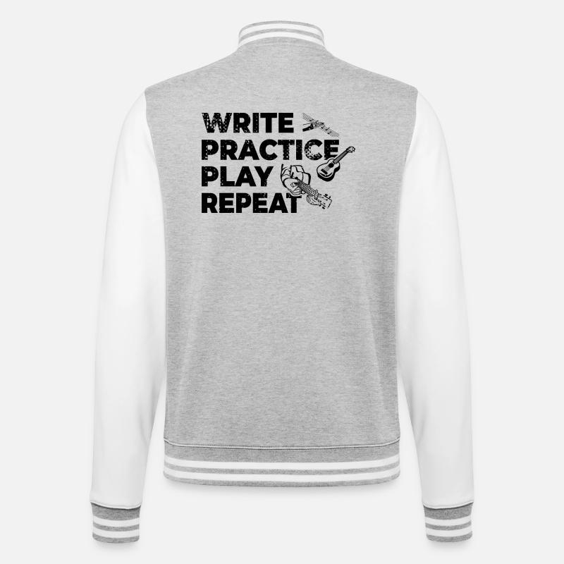 Writing, practicing, playing, repeating - College Sweat Jacket - heather grey/white