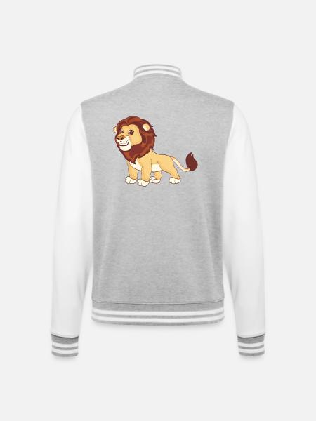 A magnificent lion - College Sweat Jacket - heather grey/white