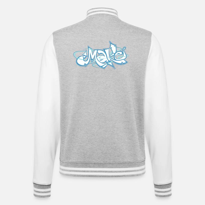 Blaues Wort machen Graffiti - College-Sweatjacke - Grau meliert/Weiß