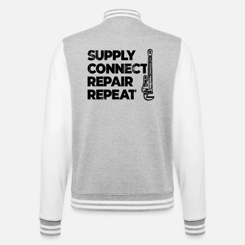 Klempner Motivation - College-Sweatjacke - Grau meliert/Weiß