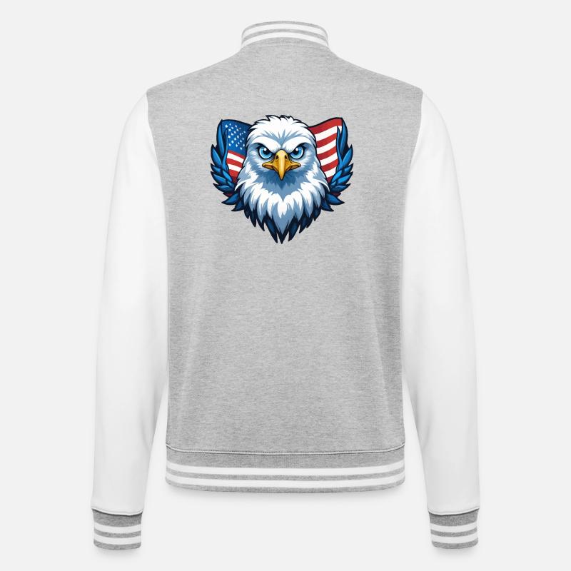 Drapeau des États-Unis Eagle Wings - Veste Teddy - gris chiné / blanc