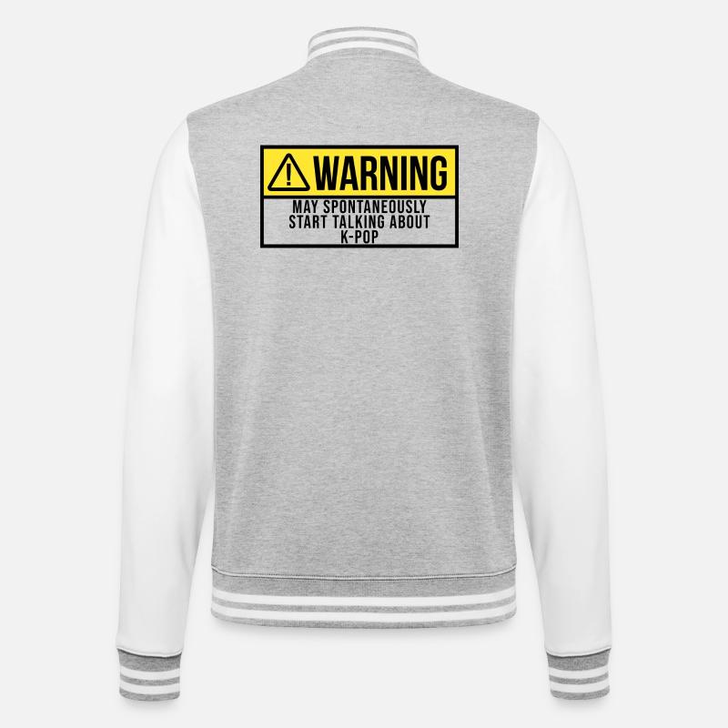 kpop - College-Sweatjacke - Grau meliert/Weiß