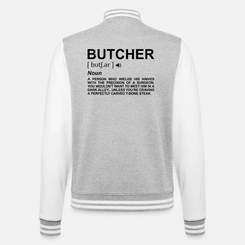 Metzger Bedeutung - College-Sweatjacke - Grau meliert/Weiß