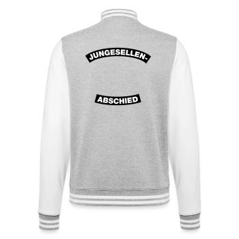Bachelor Party Frame (Bachelor Party MC Rocker Design) - College Sweat Jacket - heather grey/white - Back - Marisol (170cm)