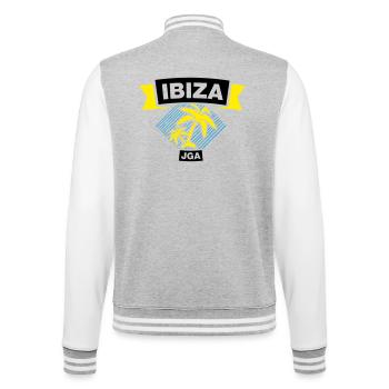 IBIZA Bachelor Party Crew - College Sweat Jacket - heather grey/white - Back - Marisol (170cm)