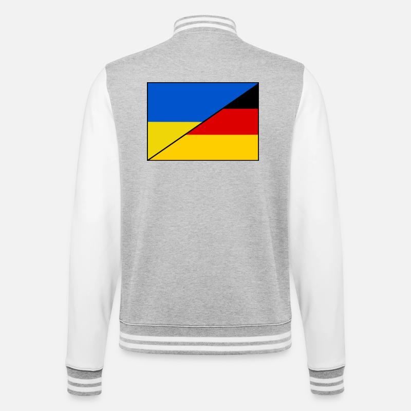 Ukraine Deutschland Flagge, Patch - College-Sweatjacke - Grau meliert/Weiß