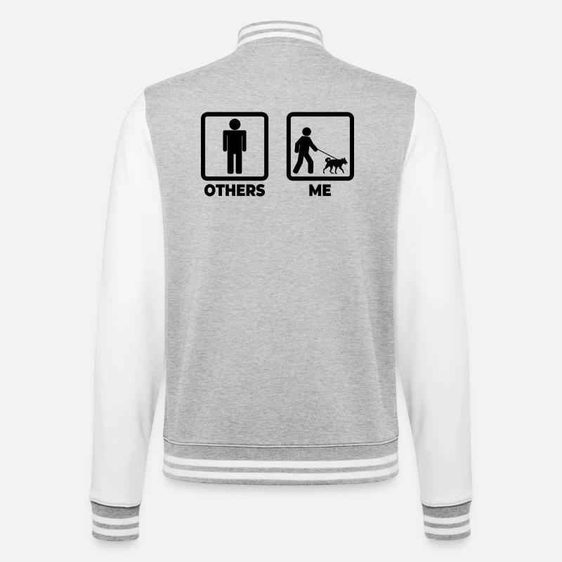 Hundebesitzer Strichmännchen - College-Sweatjacke - Grau meliert/Weiß