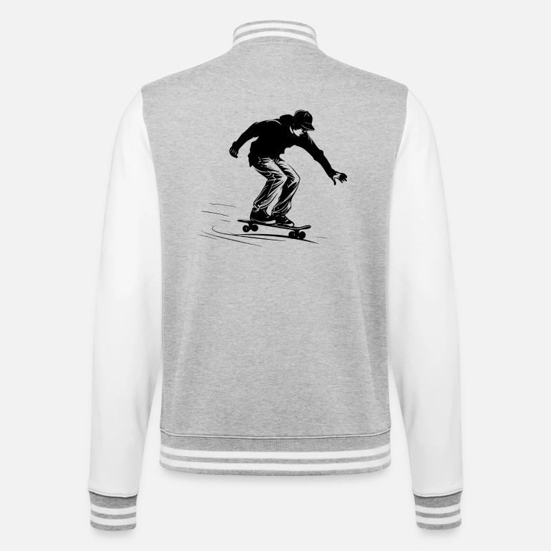 Skateboard Junge Grafik - College-Sweatjacke - Grau meliert/Weiß