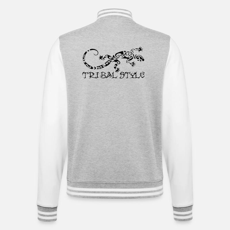 Polynesian black lizard - College Sweat Jacket - heather grey/white