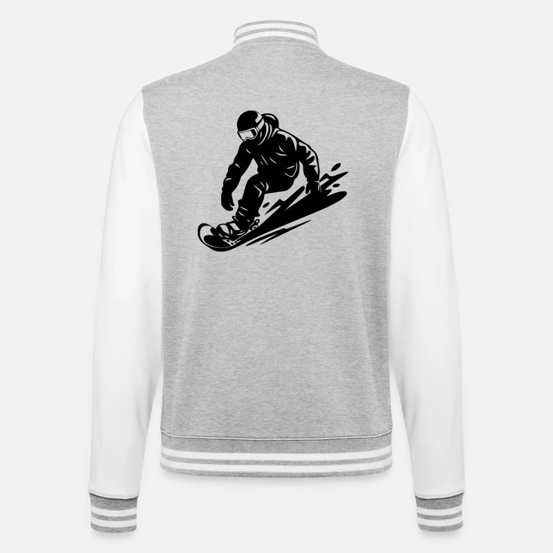 Snowboarder - College-Sweatjacke - Grau meliert/Weiß