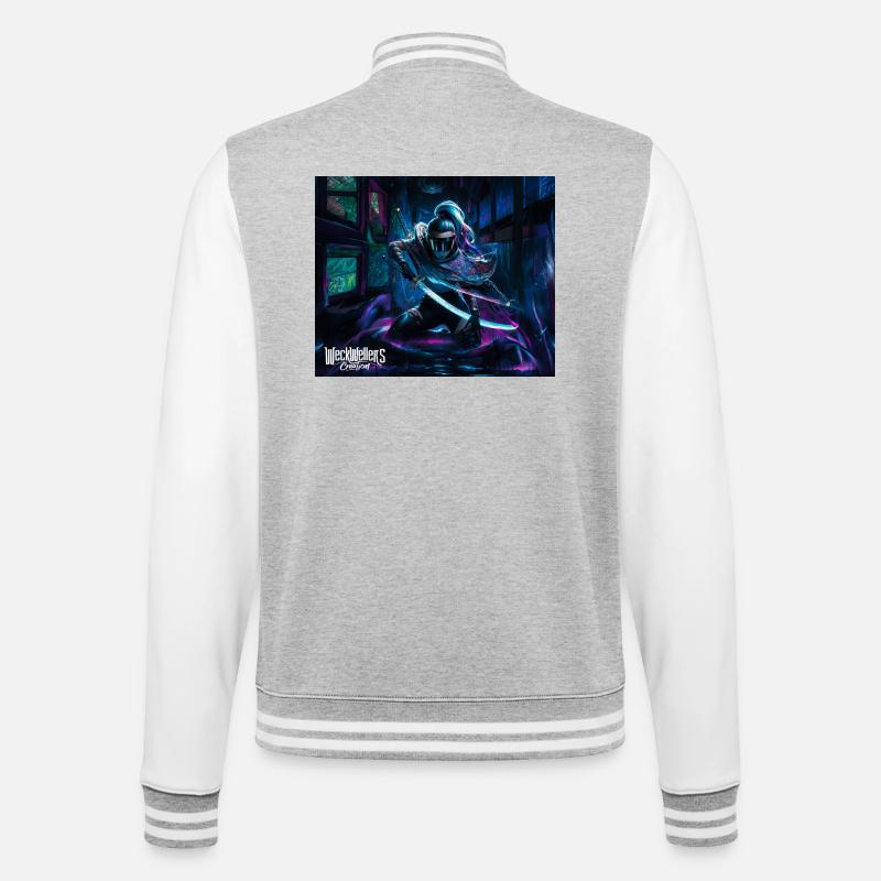 graffiti anime samurai - College-Sweatjacke - Grau meliert/Weiß