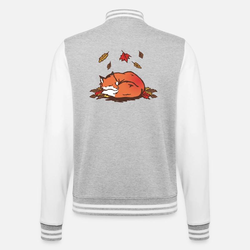 Ruhiger Herbstfuchs Illustration - College-Sweatjacke - Grau meliert/Weiß