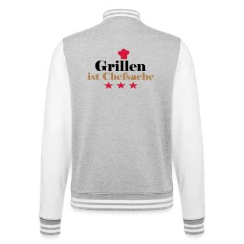 Barbecuing is a matter for the - College Sweat Jacket - heather grey/white - Back - Marisol (170cm)