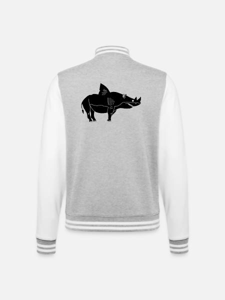 Black rhino shark - College Sweat Jacket - heather grey/white