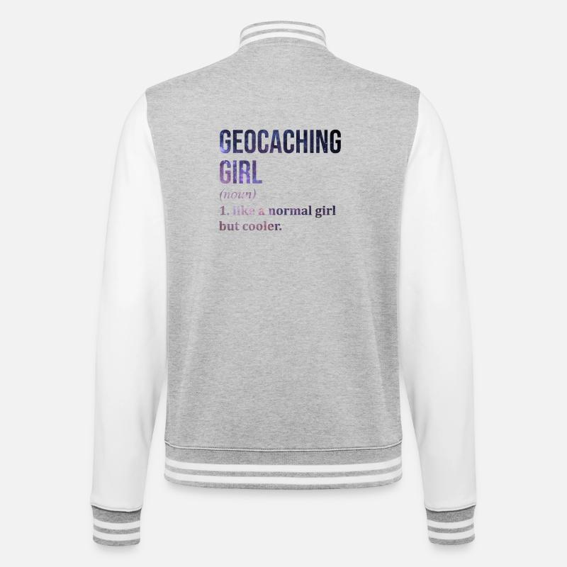 Geocaching - College-Sweatjacke - Grau meliert/Weiß