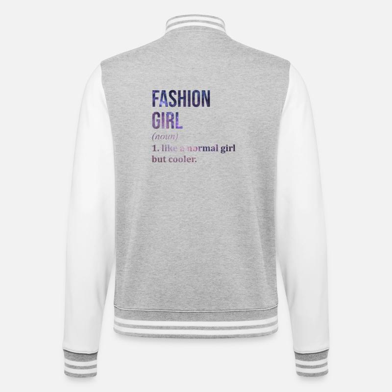 Mode - College-Sweatjacke - Grau meliert/Weiß