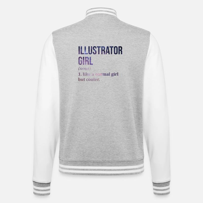 Illustrator - College-Sweatjacke - Grau meliert/Weiß