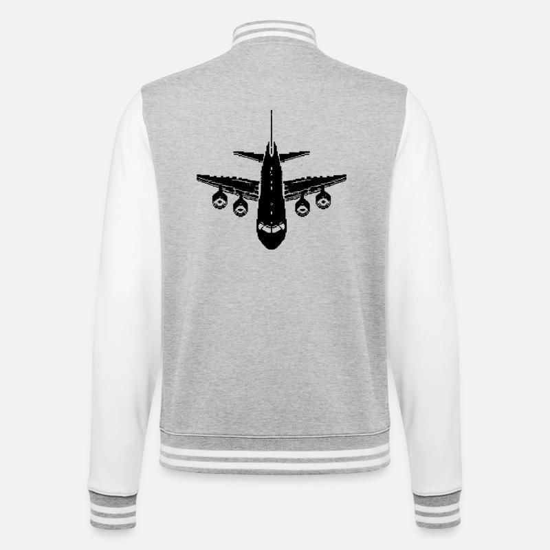 Airplane Pixel Graphics - College Sweat Jacket - heather grey/white