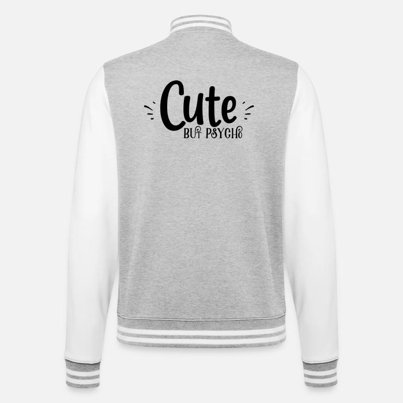 cute but psyche - College-Sweatjacke - Grau meliert/Weiß
