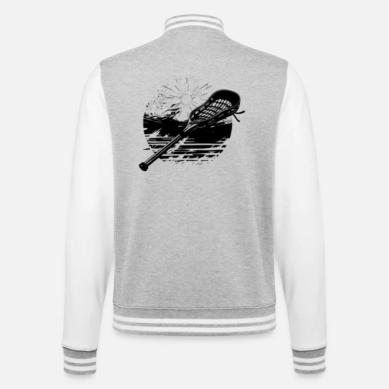 Lacrosseschläger - College-Sweatjacke - Grau meliert/Weiß