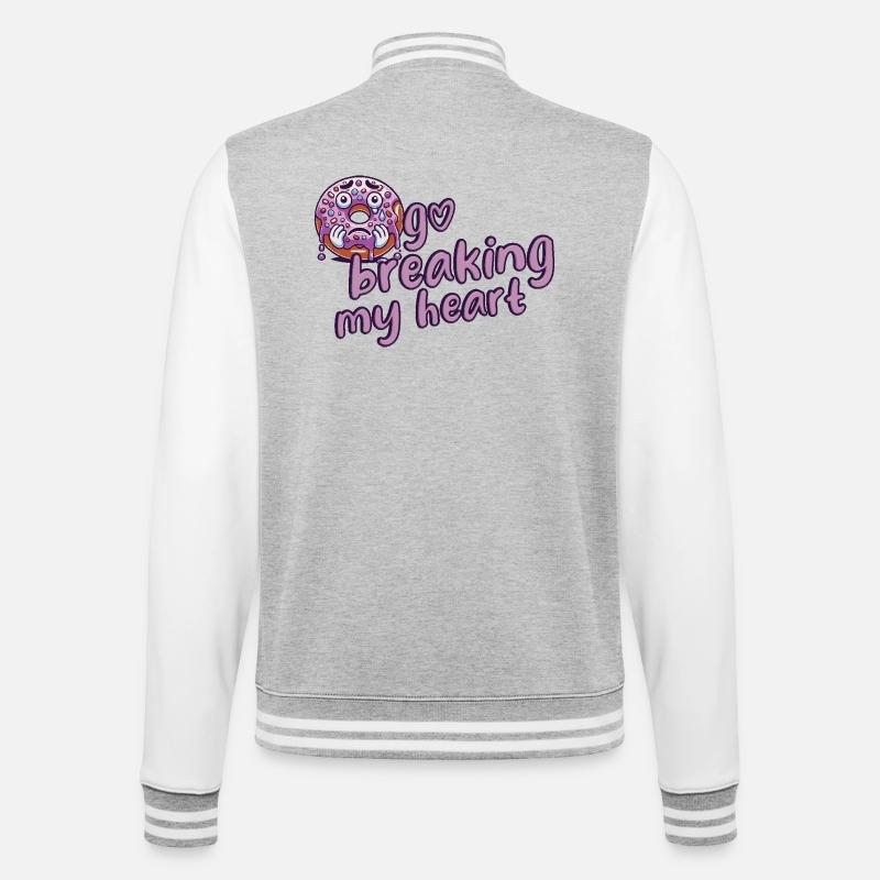 Donut - College-Sweatjacke - Grau meliert/Weiß