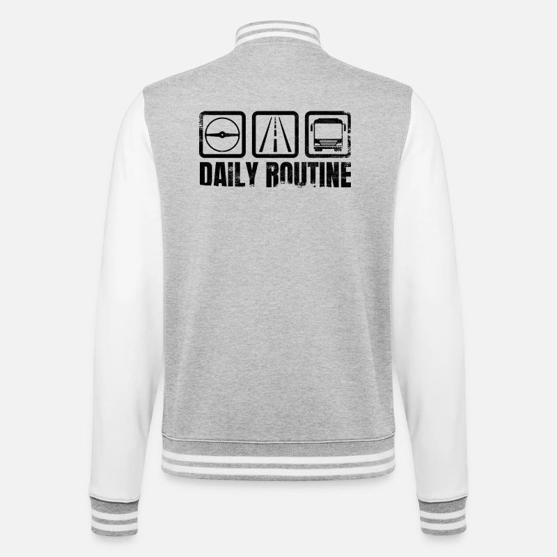 Busfahrer Routine - College-Sweatjacke - Grau meliert/Weiß