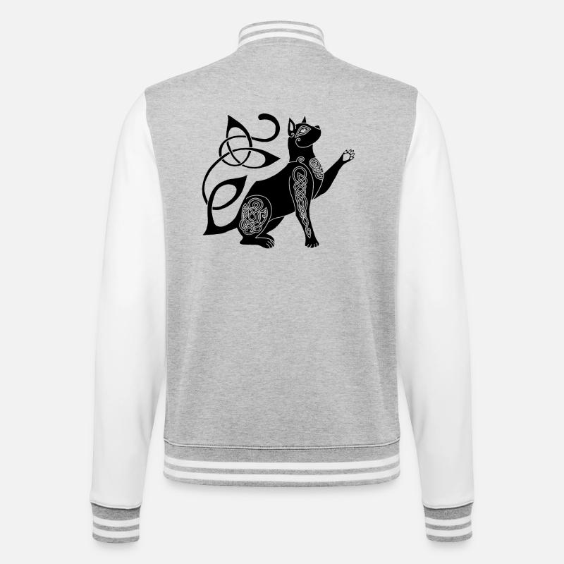 Chat noir celte - Veste Teddy - gris chiné / blanc