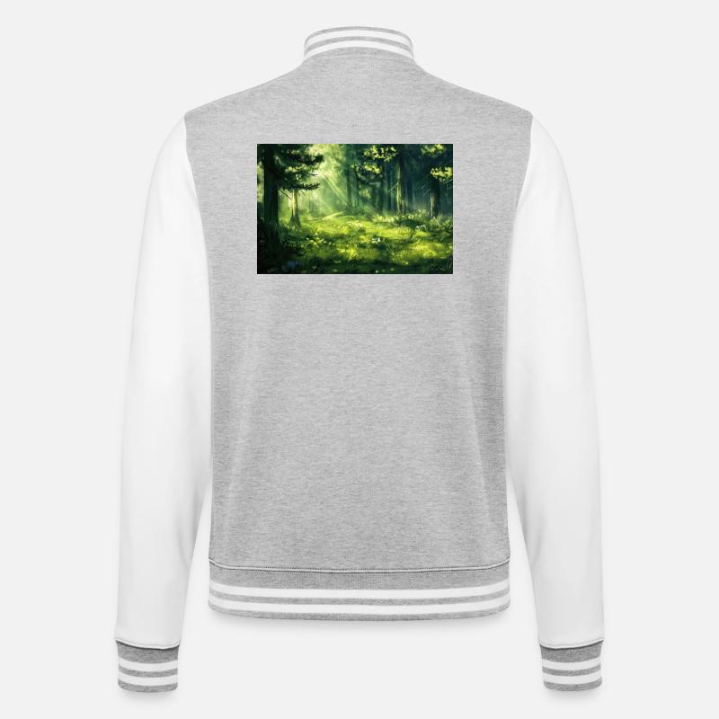 Poster Illustration Paysage de Forêt - Veste Teddy - gris chiné / blanc