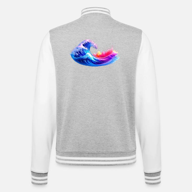 waves - College-Sweatjacke - Grau meliert/Weiß