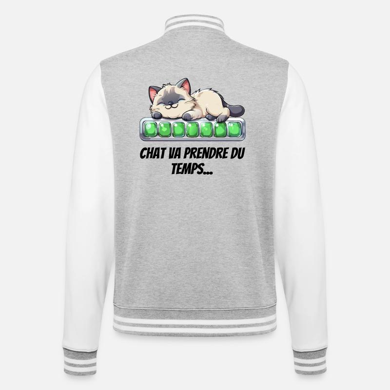 Katze wird Zeit brauchen - süßes Kätzchen - College-Sweatjacke - Grau meliert/Weiß