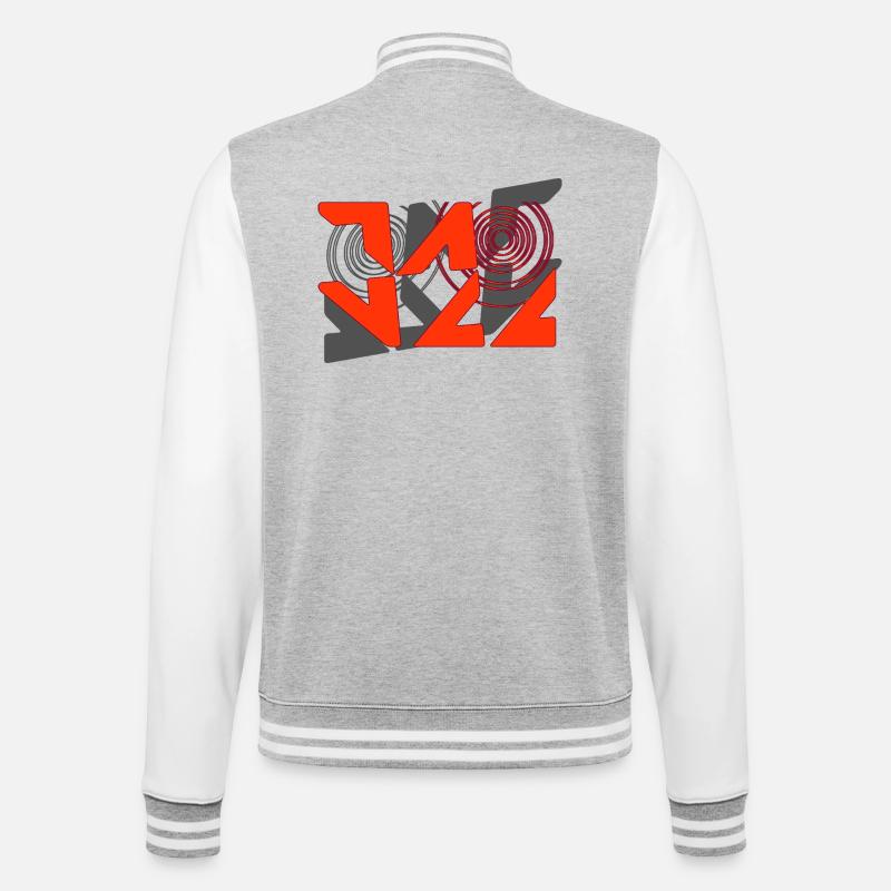 Jazz Graffiti-Muster - College-Sweatjacke - Grau meliert/Weiß