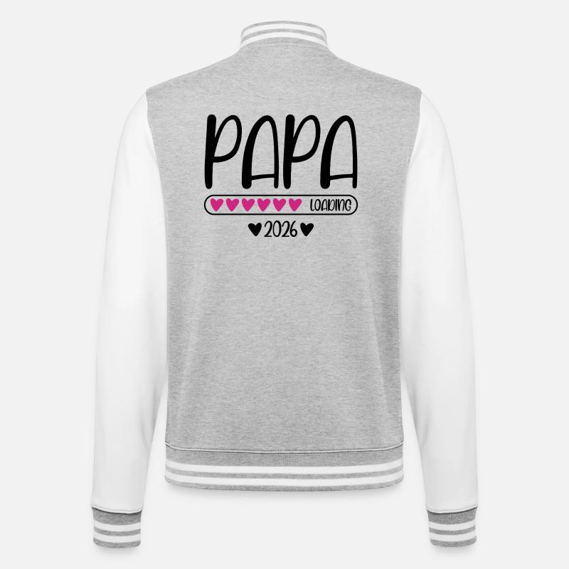 Papa 2026 loading - College-Sweatjacke - Grau meliert/Weiß