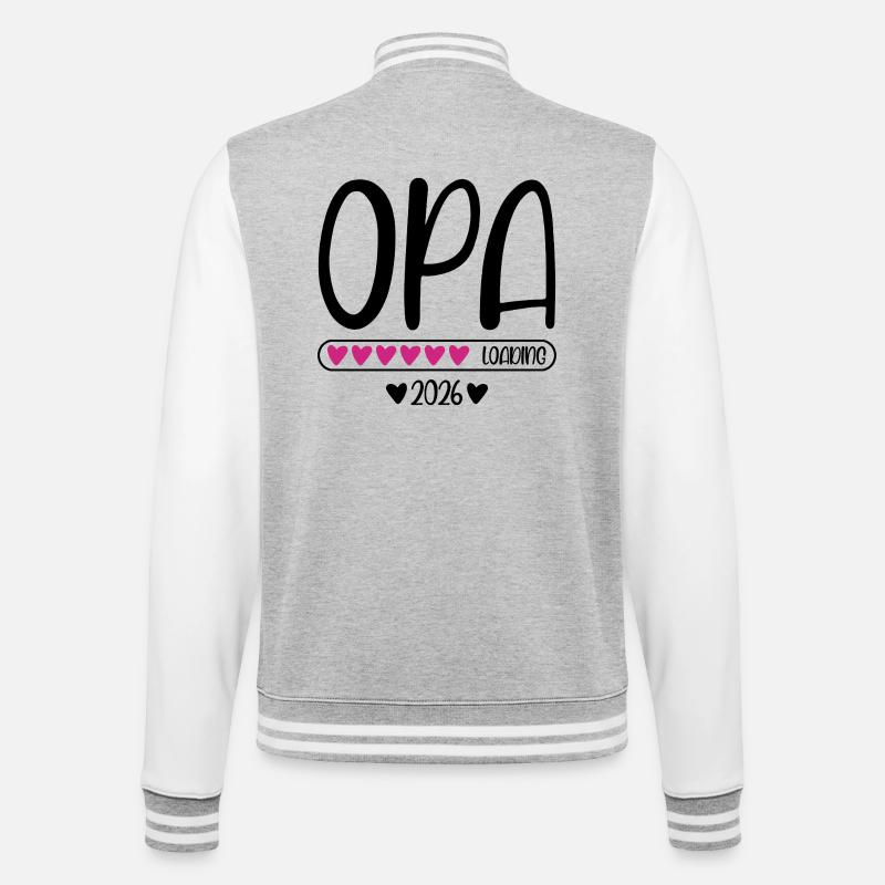 Opa 2026 loading - College-Sweatjacke - Grau meliert/Weiß