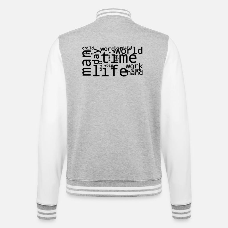Stylized Frequent English Word Cloud - College Sweat Jacket - heather grey/white