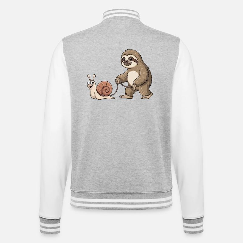 Sloth and snail - College Sweat Jacket - heather grey/white