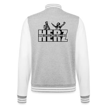 Herz und Seele des Vereins - College-Sweatjacke - Grau meliert/Weiß - Hinten - Marisol (170cm)