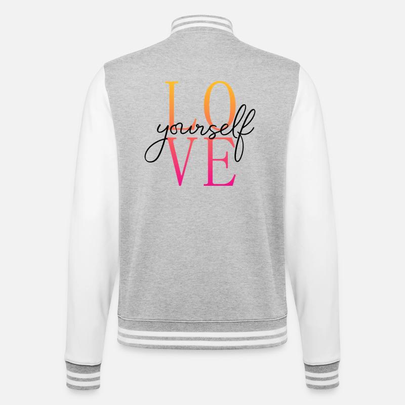 Aimez-vous / Selbstliebe / Liebe dich selbst - Veste Teddy - gris chiné / blanc