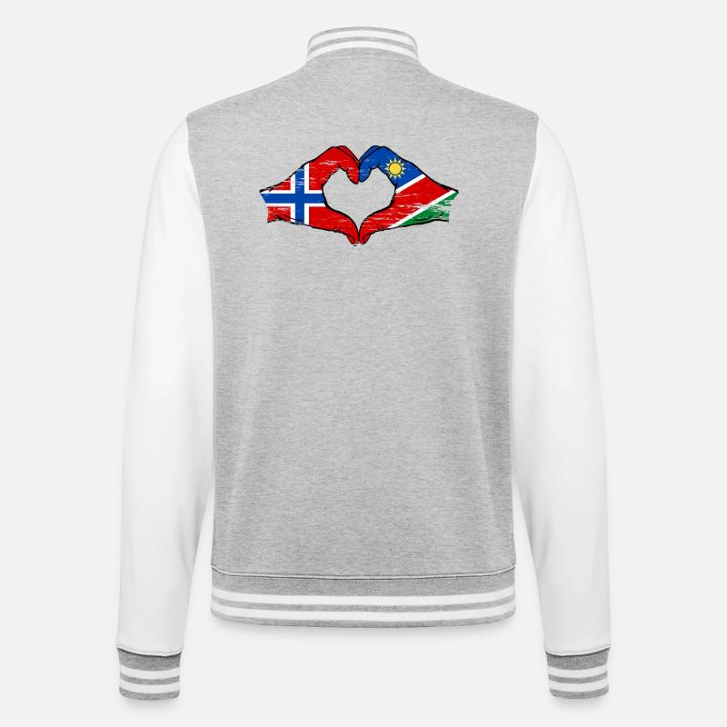 Norway Namibia Flag Heart - College Sweat Jacket - heather grey/white