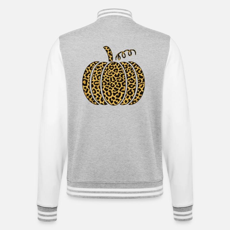 Illustration de citrouille à imprimé léopard - Veste Teddy - gris chiné / blanc